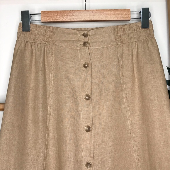 SOLD Seed Heritage Beige French Linen Flowing Skirt 6 - Picture 4 of 13